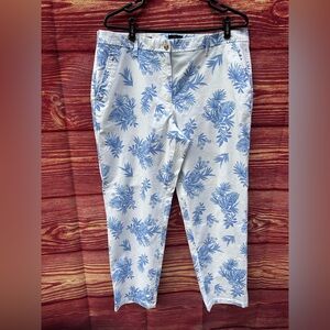 Talbots relaxed chinos 12 Blue Floral Print Pants